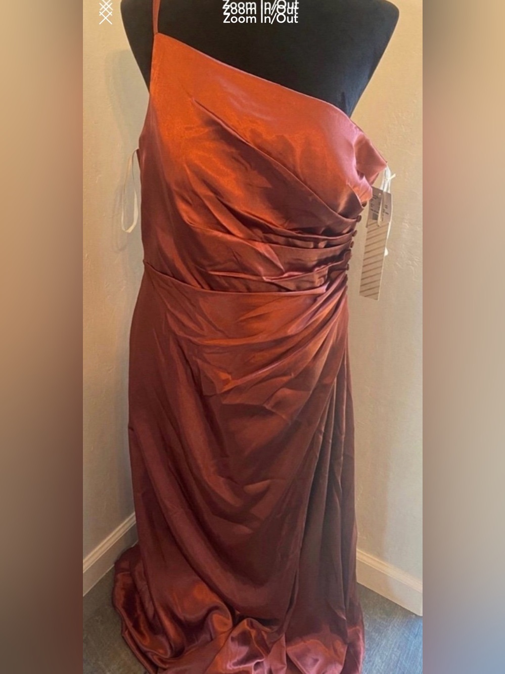 Brand New Women’s Dress Satin One-Shoulder Ruched Evening Dress  (Size 14)